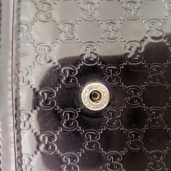 Gucci Guccisima Patent Leather Deep Purple Long Snap Wallet - Picture 6 of 16